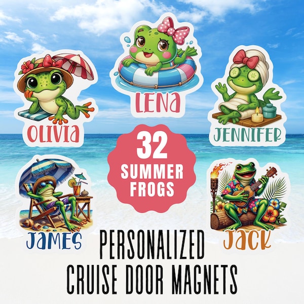 Summer Frog Cruise Door Magnets For Family Cruise Door Decorations Custom Name Magnet Personalized Cruise Door Decor Cruise Ship Magnets