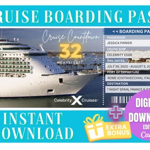 Celebrity Cruise Boarding Pass Printable Cruise Ticket Vacation Gift Cruise Vacation Ticket Download Trip Boarding Pass Anniversary Gifts