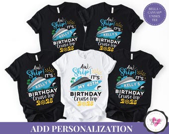 Camiseta de viaje de cumpleaños en barco, camiseta de crucero de cumpleaños personalizada, camiseta de tripulación de cumpleaños a juego para grupo, camiseta de escuadrón de crucero de cumpleaños familiar a juego de 50 años