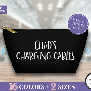 Custom Charger Bag With Name Tech Accessories Pouch Cord Organizer Cable Pouch Travel Gadget Bag Electronics Organizer Personalized Gift