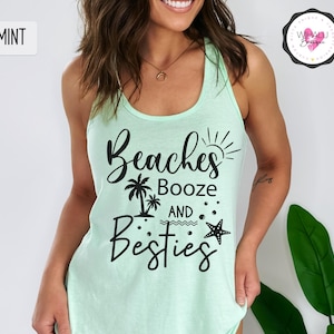 Girls Trip 2025 Beaches Booze and Bestie Cruise Matching Friends Beach Vacation Cruise Squad Tank Tops For Spring Break Tank Top Girls Vacay