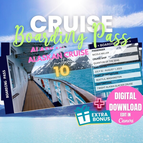 Alaska Cruise Ticket Template - Etsy