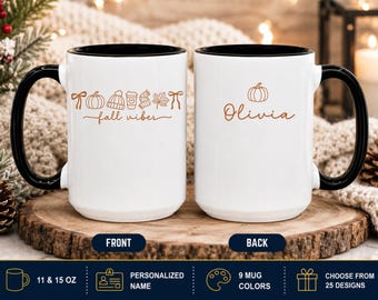 Mug ambiance automne Mug automne personnalisé Tasse citrouille personnalisée Mug à café automne Cadeau Mug automne confortable Cadeau pour elle Mug saison d'automne Mug Thanksgiving