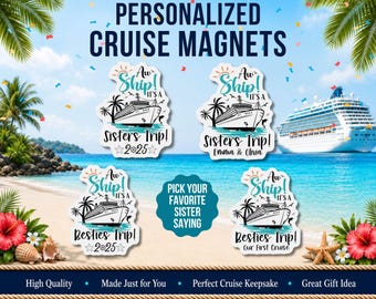 Personalized Cruise Door Magnets Besties Trip Sisters Trip Custom Name Magnet Cruise Vacation Group Gift Cruise Ship Cabin Door Decorations