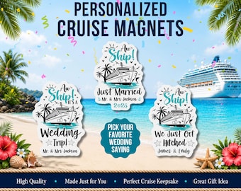 Personalized Just Married Cruise Door Magnets Wedding Cruise Magnet Keepsake Custom Cruise Door Decorations Honeymoon Gifts for Bride Groom