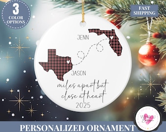 Miles Apart But Close At Heart Ornament 2026 Personalized State Ornament For Long Distance Friendship Christmas Gift Ornaments For Families