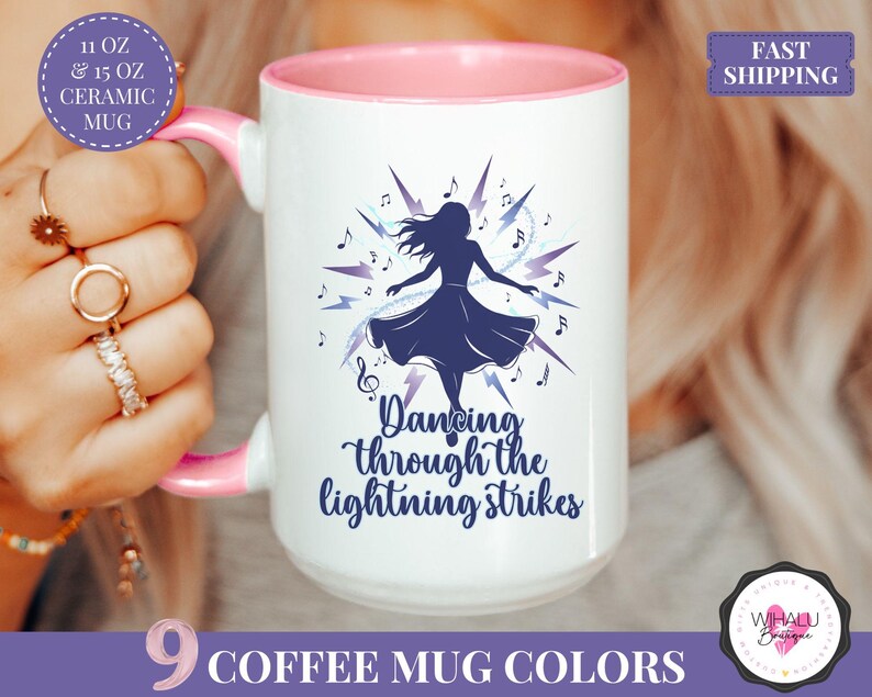 dancing through the lightning strikes mug ts inspired gift swifty fan gift showgirl era mug custom name cup lyric inspired mug life of a opalite mug taylor inspired gift showgirl mug unique fan gift aesthetic lyric cup for her birthday gift idea ts era cup swifty gift idea lightning strikes lyric mug inspirational mug dancing girl mug fan merch for taylor lovers showgirl era vibe custom name coffee cup trending swifty mug gift for fans electric lyric cup