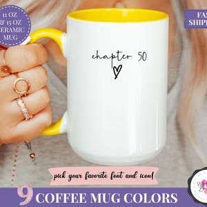 50th birthday mug chapter 50 mug gift for 50 year old woman turning 50 gift custom 50 mug ceramic birthday mug for her in my fifties era cup 50 birthday gift for friend personalized mug with name funny birthday mug for women 50th birthday gift for coworker custom name mug milestone birthday mug 50 years old birthday gift chapter fifty mug birthday coffee cup gift for mom sister best friend cute 50th mug fifties birthday gift for woman personalized