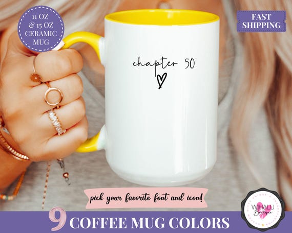 50th birthday mug custom 50 birthday gift for her personalized birthday mug in my fifties era cup name chapter 50 mug 50th gift for her