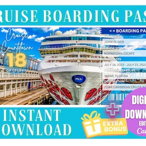Carte d'embarquement pour Norwegian Cruise Billet de croisière surprise, voyage surprise à téléchargement immédiat Billet imprimable Modèle de billet de destination NCL pour toute la famille
