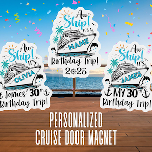 Personalized Birthday Cruise Door Magnets Custom Name Cruise Door Decorations Cruise Ship Birthday Door Magnets 50th Birthday Cruise Magnet