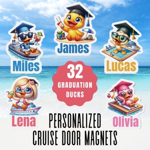 Graduation Cruise Duck Magnet Personalized Cruise Door Decor Custom Name Grad Duck Cruise Door Magnet Cruise Stateroom Decorations For Doors