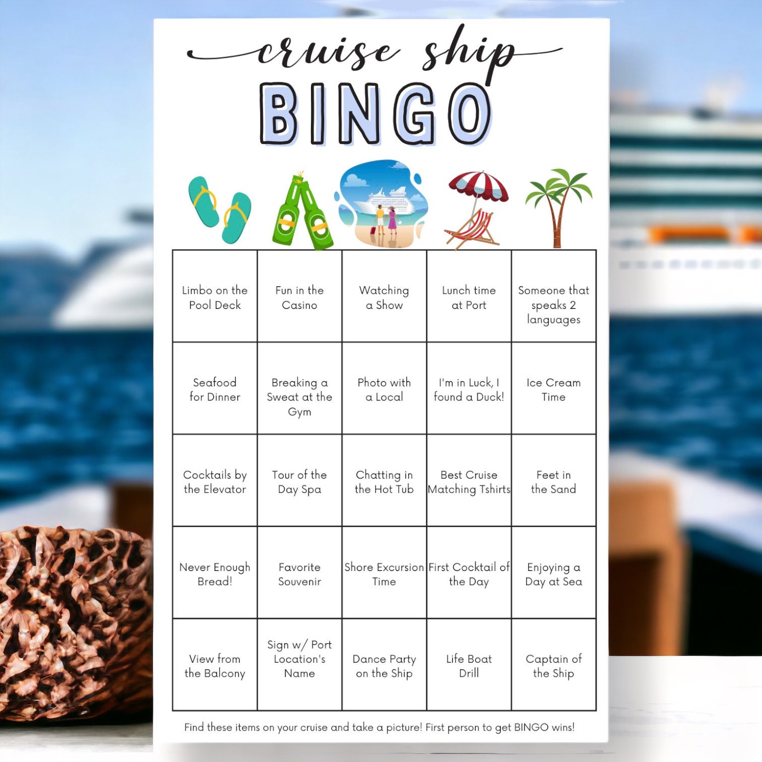Booze Cruise Bingo Game Adult Drinking Game Girl Cruise Fun Party