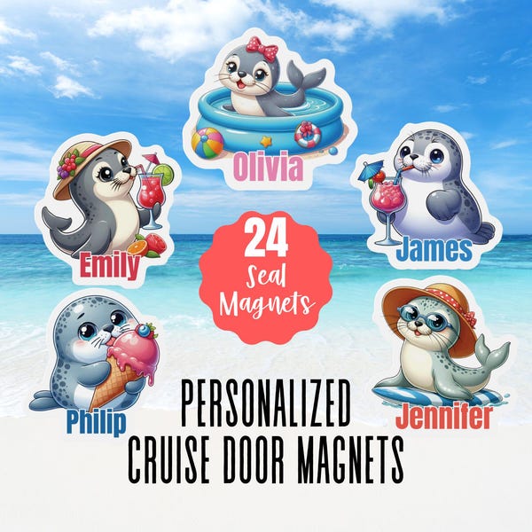 Personalized Cruise Door Magnet Custom Name Seal Magnet For Family Cruise Door Sign Magnetic Cruise Door Decor Animal Magnet Door Decoration