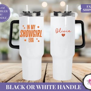 showgirl tumbler 40 oz in my showgirl era cup with handle fan merch for tswiftie iced coffee tumbler life of a gift tumbler 2025 fan era ts 12 ts12 album inspired gift custom showgirl cup drinkware gift with personalization bachelorette drinkware for swifty showgirl fan orange glitter text party gift for ts fan showgirl orange cup cute retro tumbler for music lover ts theme mug gift glitter fan gift hot cold cup