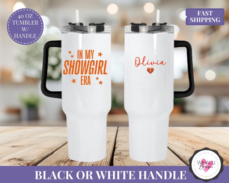 showgirl tumbler 40 oz in my showgirl era cup with handle fan merch for tswiftie iced coffee tumbler life of a gift tumbler 2025 fan era ts 12 ts12 album inspired gift custom showgirl cup drinkware gift with personalization bachelorette drinkware for swifty showgirl fan orange glitter text party gift for ts fan showgirl orange cup cute retro tumbler for music lover ts theme mug gift glitter fan gift hot cold cup