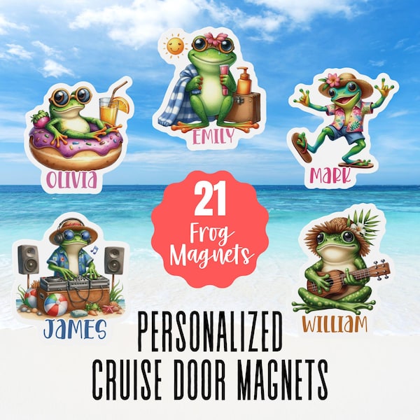 Funny Frog Magnets Personalized Cruise Door Magnet Door Decorations Custom Name Magnet for Cruise Ship Door Decor Family Cruise Magnet Sign