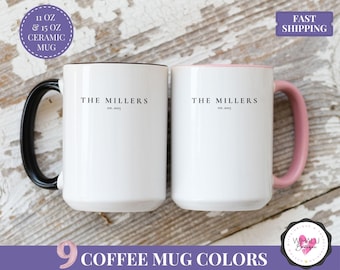 Custom Last Name Mug Est Year Coffee Mug Engagement Gift For Couple Personalized Wedding Gift Coffee Cup For Bride Groom Bridal Shower Gift
