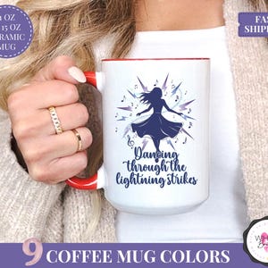 swifty mug dancing through the lightning strikes mug ts era inspired gift taylor fan cup showgirl aesthetic mug custom name coffee cup life of a design fan girl mug storm lightning lyric mug personalized fan gift idea for her trending ts lyric mug fan merch for women custom lyric mug with dancing silhouette purple lightning design showgirl mug gift idea aesthetic taylor inspired cup unique fan collection opalite