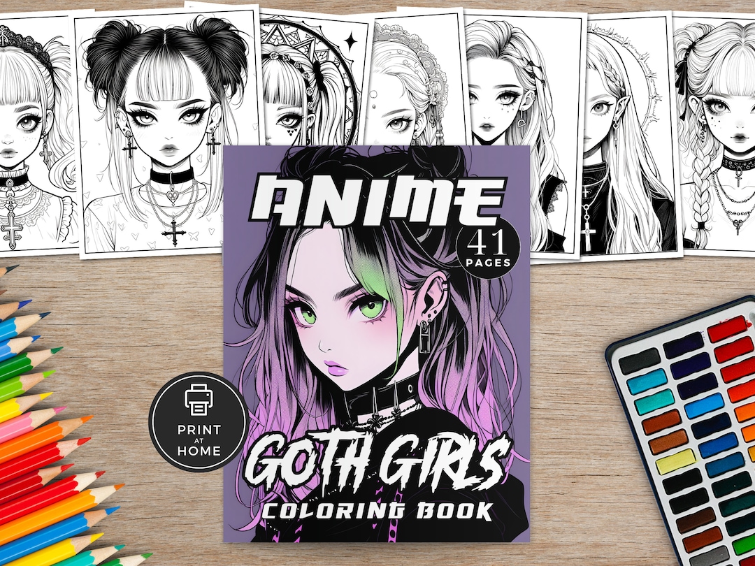 Anime Goth Girls Coloring Pages, Punk Edgy Style, Alternative Rock ...