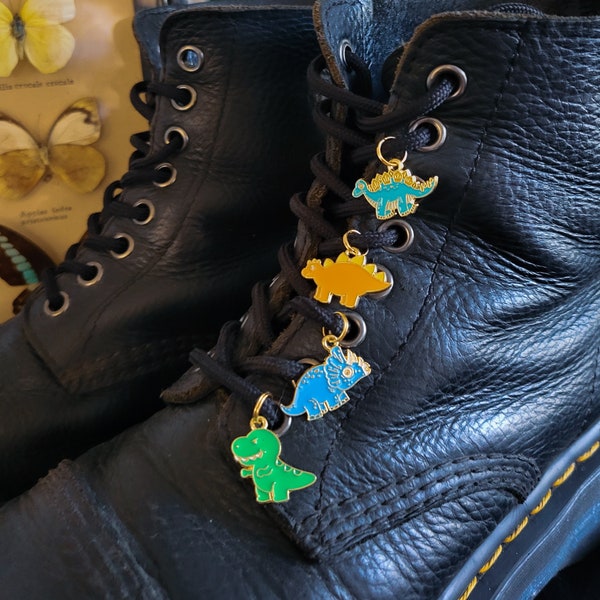 Dinosaur charm shoes charm - boot charms (dr Martens style) grunge punk charms, 1460 dino lovers