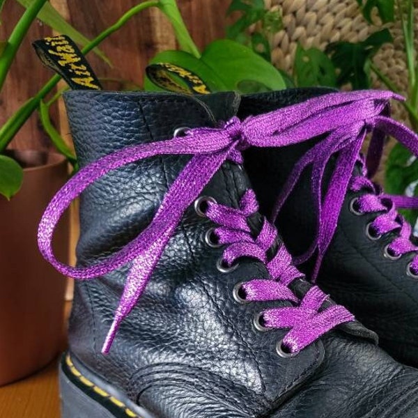 Lacets plat pour chaussures en lurex 140cm - paillette violet