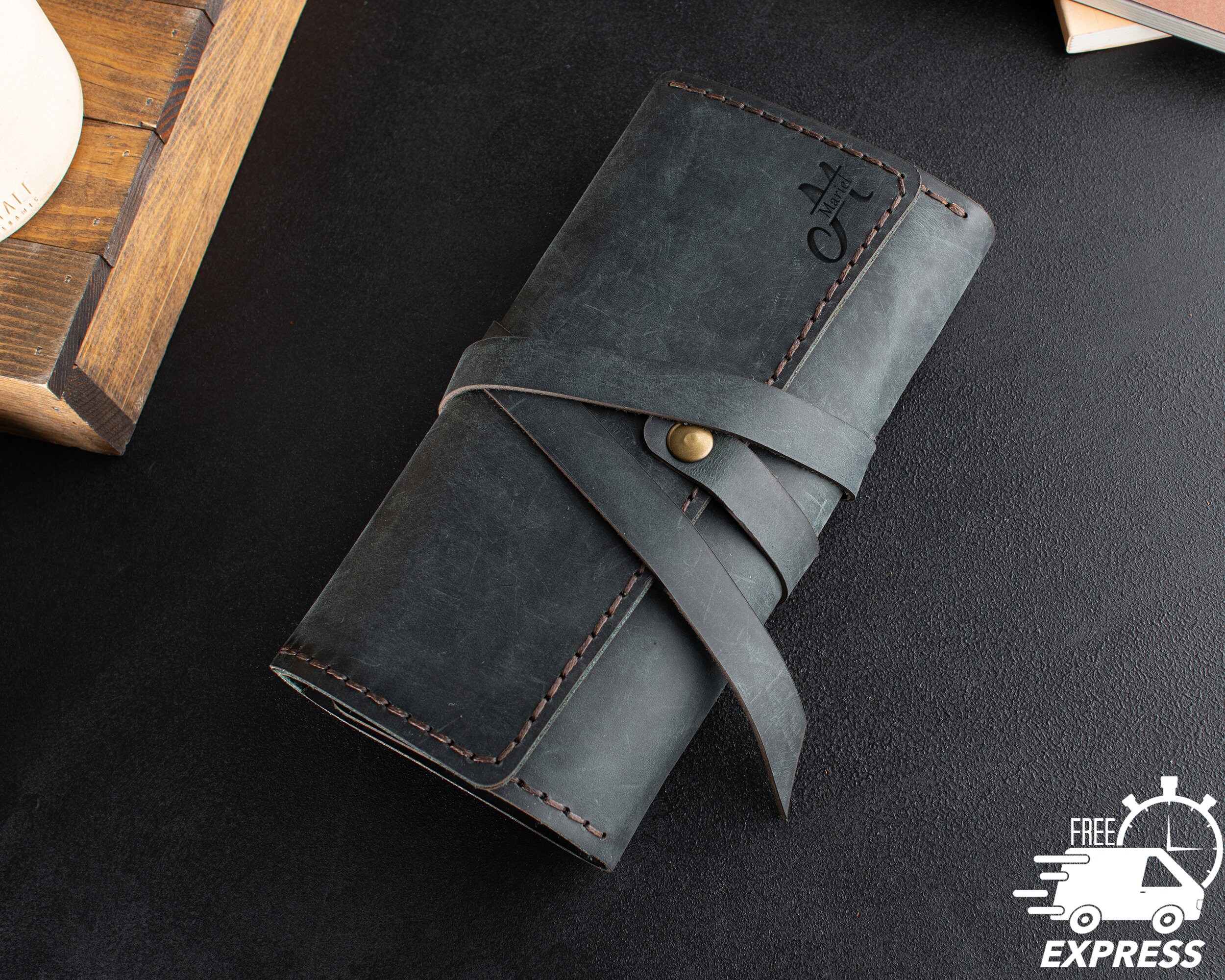 Leather Pipe Tobacco Pouch, Leather Pipe Holster, Personalized Pipe