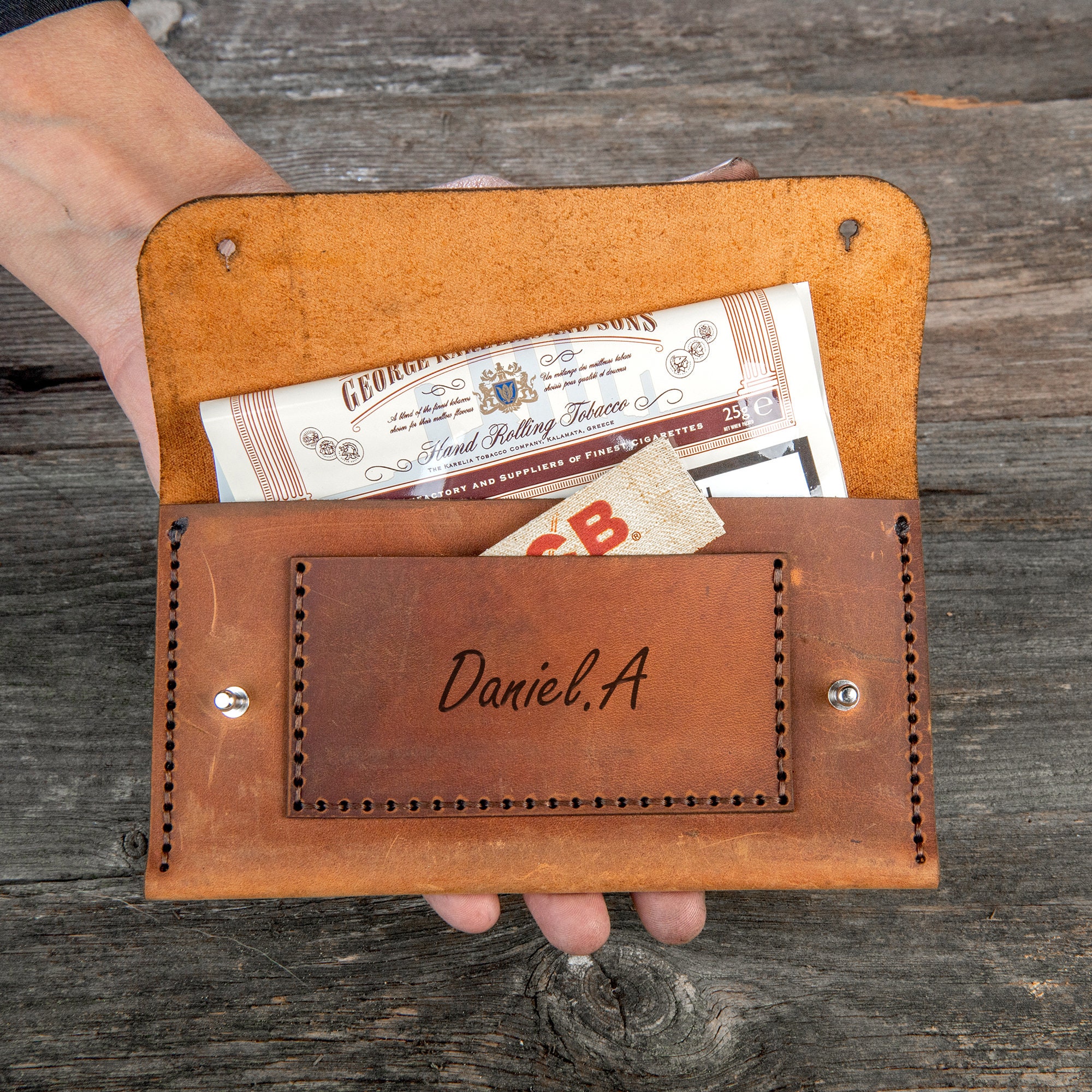 Leather Tobacco Pouch Personalised
