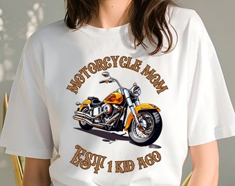 Motorcycle mom est. 1 kid ago motorcycle, motorcycle shirt, biker, biker girl, biker shirt, vintage, vintage motorcycle, womens motorcycle,