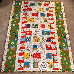 Cat in the Hat doppelseitiger Quilt.