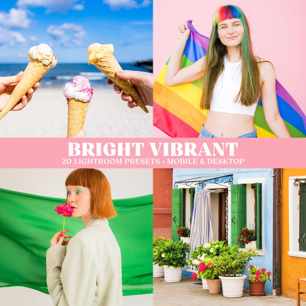 Bright Vibrant Lightroom Presets, Color Pop Presets for Lifestyle and Instagram Photos, Colorful Clean Influencer Filters, Mobile & Desktop
