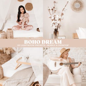 Boho Dream Lightroom Presets, Bright Airy Presets for Lifestyle and Blogger Photos, Bohemian Aesthetic Filters, Mobile & Desktop