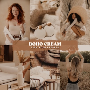 ボヘミアンクリームLightroomプリセット - クリーミーなボヘミアンプリセット、ソフトウォームプリセット、ライフスタイルプリセット、Instagramブロガーフィルター - モバイルとデスクトップ