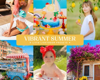 Vibrant Summer Lightroom Presets, Colorful Filters for Travel and Lifestyle Outdoor Photography (Mobile & Desktop)
