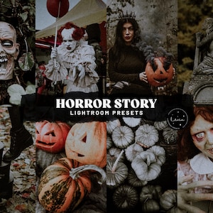 HORROR STORY Lightroom-presets - korrelige donkere angstaanjagende filters voor Halloween, spookachtige en spookfotografie - mobiel en desktop