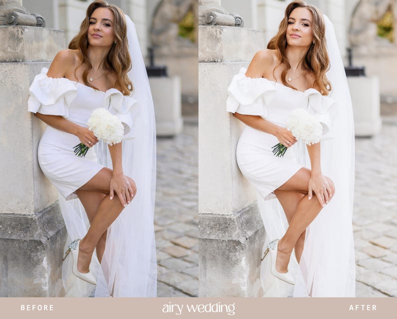 Luftige Lightroom-Presets für Hochzeiten, helle und luftige Presets für die Hochzeitsfotografie, strahlende Braut-Presets, klare und natürliche Filter (Mobil & Desktop) Bild 3