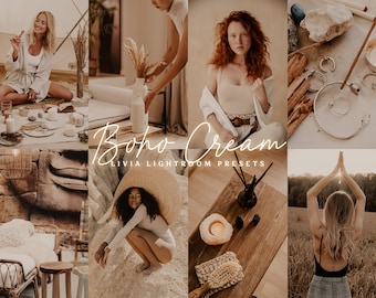 BOHO CREAM Lightroom Presets, Boho Creamy Moody Presets, warme Presets für Innen- und Außenfotografie, Boho-Filter, Mobil & Desktop