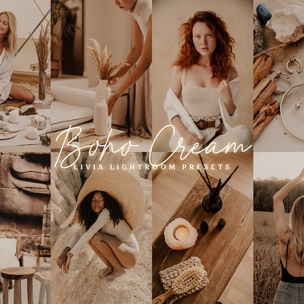 BOHO CREAM Lightroom Presets, Boho Creamy Moody Presets, warme Presets für Innen- und Außenfotografie, Boho-Filter, Mobil & Desktop