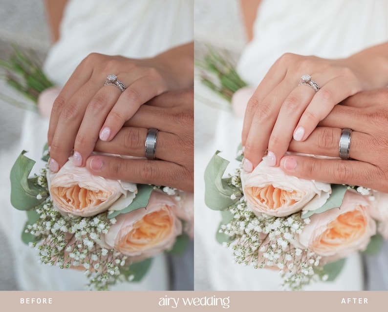 Luftige Lightroom-Presets für Hochzeiten, helle und luftige Presets für die Hochzeitsfotografie, strahlende Braut-Presets, klare und natürliche Filter (Mobil & Desktop) Bild 8