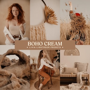 Boho Cream Lightroom-presets, warme, aardse filters voor lifestyle- en portretfotografie (mobiel en desktop) afbeelding 1