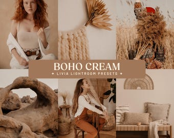 Boho Cream Lightroom Presets, Warm Earthy Filters for Lifestyle and Portrait Photography (Mobile & Desktop)