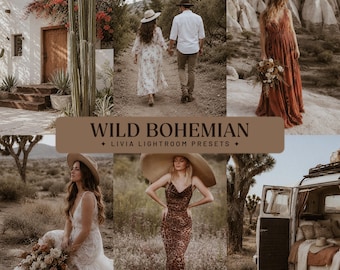 Boho Lightroom-presets, warme aardetinten voor buitenportret- en trouwfotografie (mobiel en desktop)