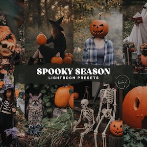 Lightroom-presets voor SPOOKY SEASON: donkere, angstaanjagende, gezellige filters voor fotografie van herfst, halloween en griezelige pompoenen - mobiel en desktop