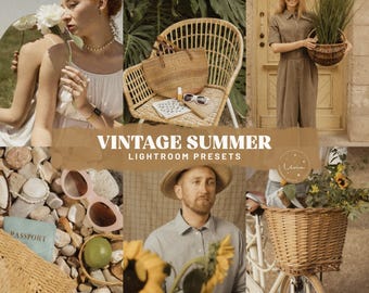Vintage Summer Lightroom Presets - Grainy Retro Presets for Summer Photos, Soft Warm Travel Presets, Outdoor Film Presets - Mobile & Desktop