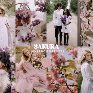 SAKURA Lightroom プリセット、日常の春の写真撮影のためのソフトパステルプリセット、花のプリセット、パステルネイチャーフィルターモバイルとデスクトップ