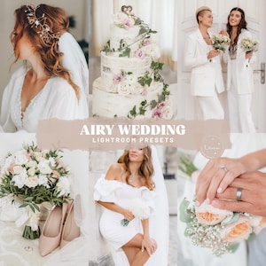 Paramètres prédéfinis Lightroom pour mariage aérés - Paramètres prédéfinis légers et aérés pour la photographie de mariage, paramètres prédéfinis lumineux pour la mariée, filtres naturels propres - Mobile et ordinateur de bureau