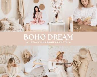 Boho Lightroom-presets, lichte, luchtige lifestyle- en interieurfotografiefilters (mobiel en desktop)