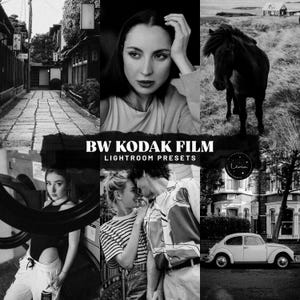 BW Kodak Film Lightroom Presets - Monochrome analoge körnige Presets für die Hochzeits-, Portrait- und Reisefotografie - Handy & Desktop