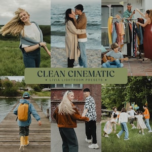 Presets cinematográficos para Lightroom, presets de filme natural para fotografia de retratos e casais, filtro de estilo de vida e viagens (dispositivos móveis e computadores)