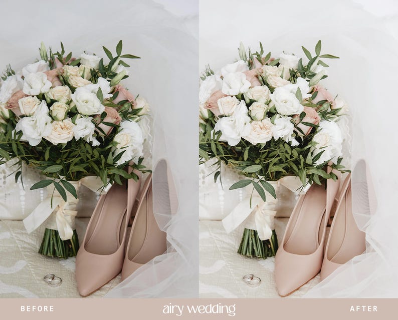 Luftige Lightroom-Presets für Hochzeiten, helle und luftige Presets für die Hochzeitsfotografie, strahlende Braut-Presets, klare und natürliche Filter (Mobil & Desktop) Bild 6